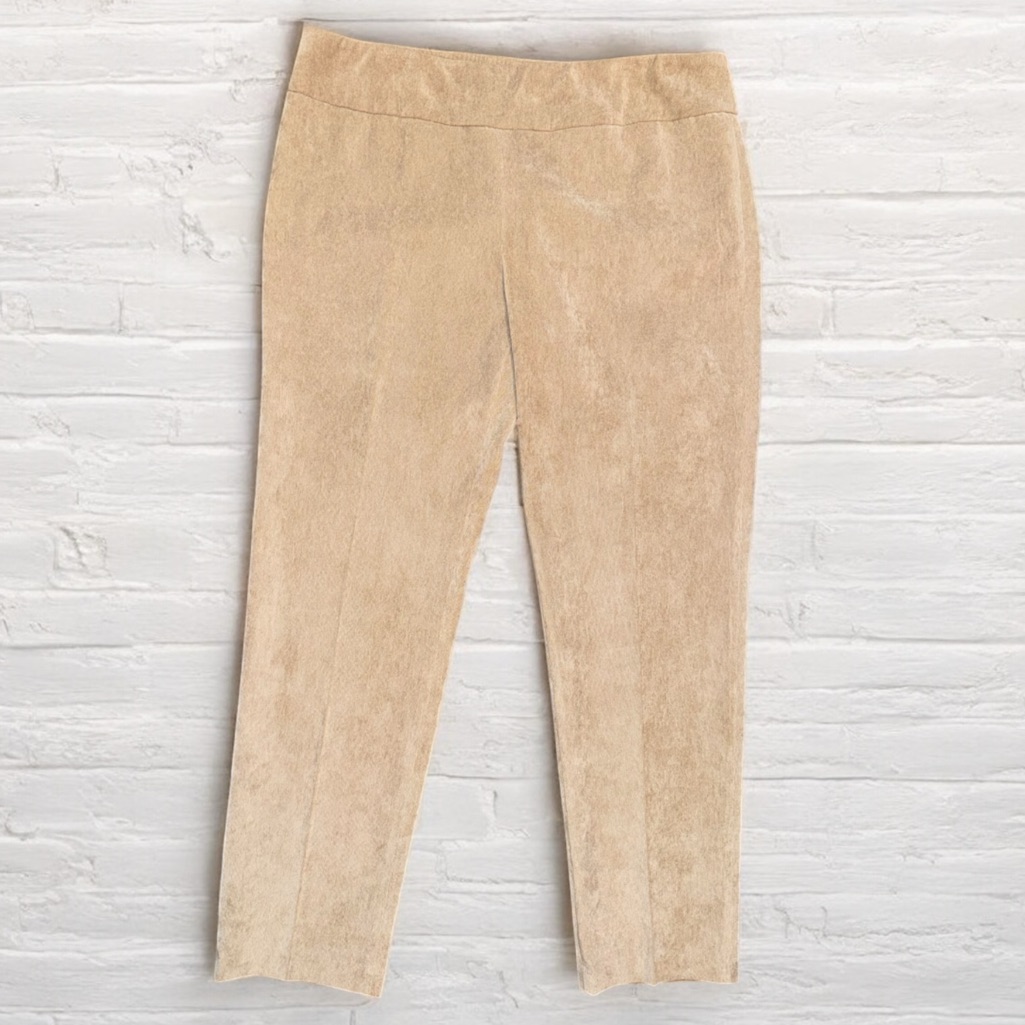 New Directions Pull On Pants Micro Ribbed Khaki Tan Women’s 14
